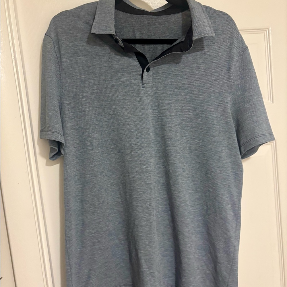 Lululemon Men's Blue/Gray Polo Shirt Size Large